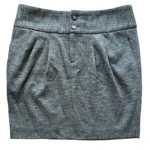 Banana Republic Karine Tailored Herringbone Mini Skirt Gray‎ Size 2 NWT